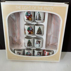 VINTAGE Bavarian Village Petite Christmas Porcelain Candle Holders Set of 10